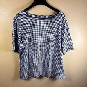 Chico’s Womens‎ Casual Blue Checkered Short Sleeve Top Size 3 or US XL (16)